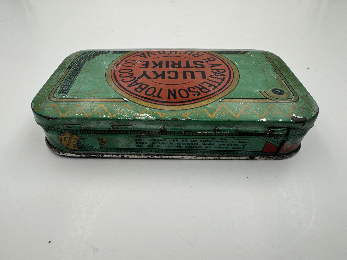 Vintage Lucky Strike Tin Early Tobacco Ad