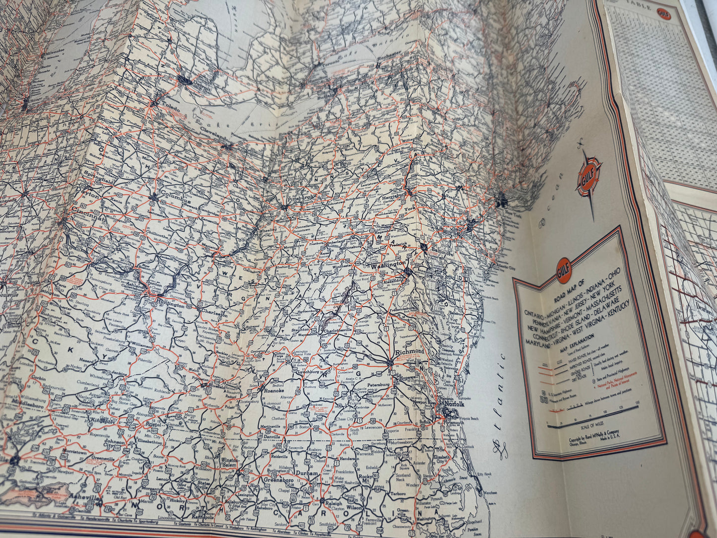 Vintage Road Map Gulf Michigan 1930s