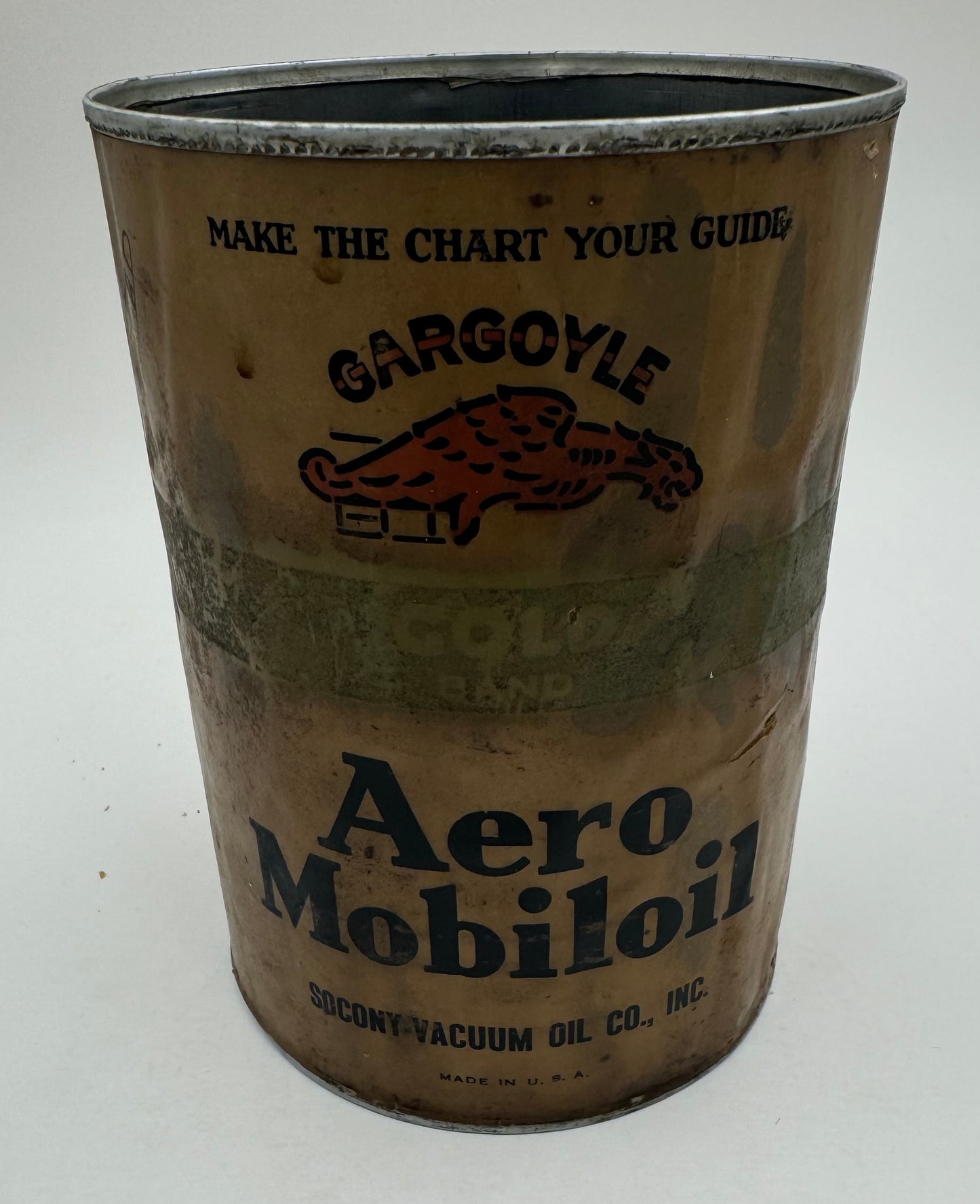 Vintage Mobiloil Aero Oil Can Wax Label