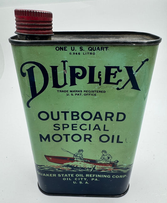 Vintage Duplex Outboard Oil Can Full
