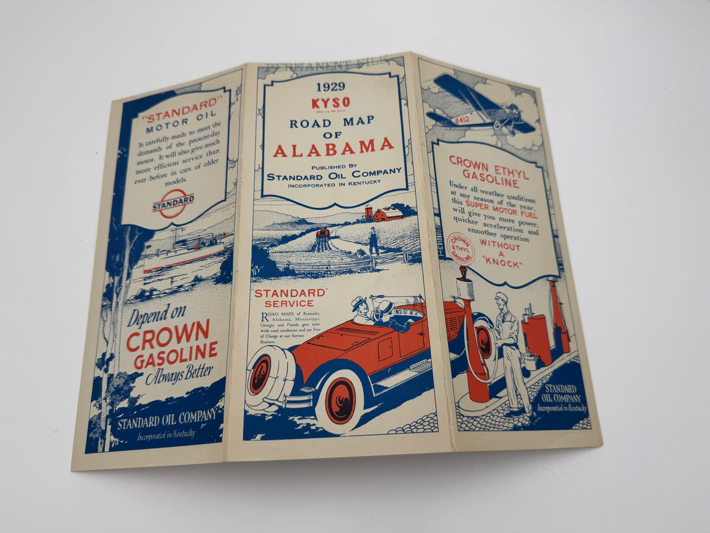 Vintage Road Map 1929 KYSO NOS Permanent File Copy