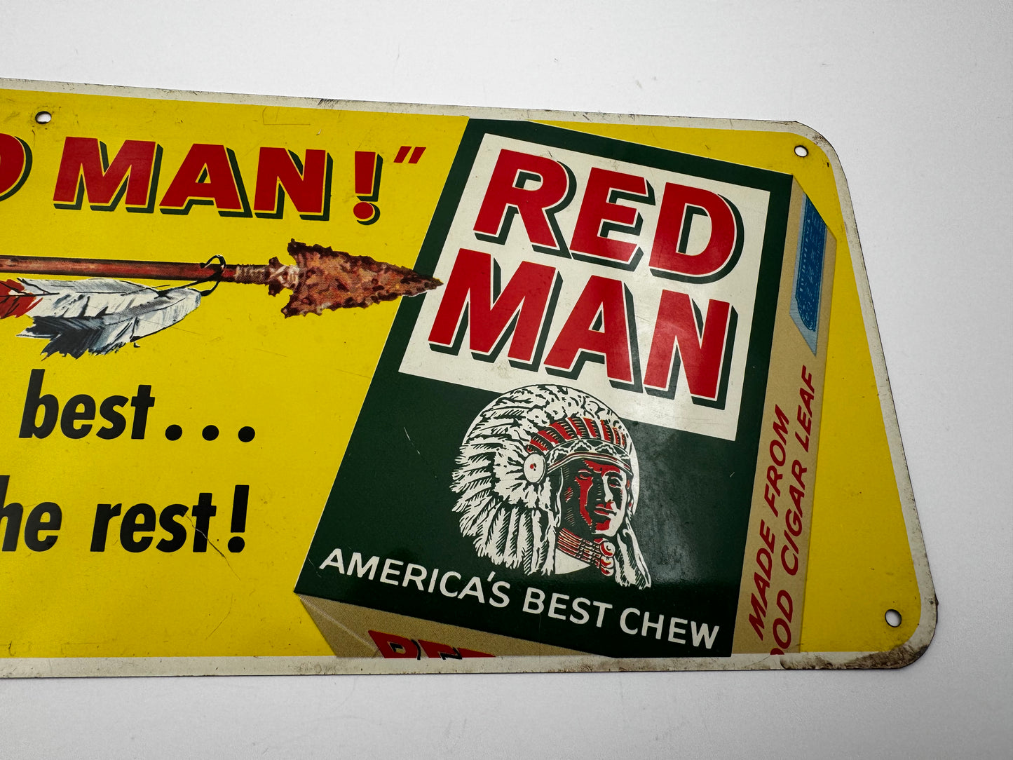 Vintage Redman Tobacco Sign Tin Minty