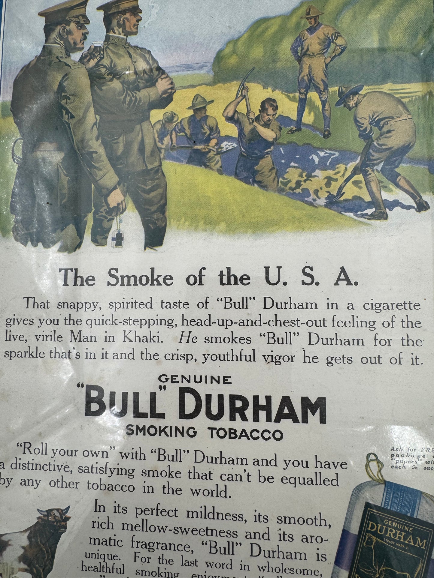 Vintage Bull Durham Sign Ad Paper Framed