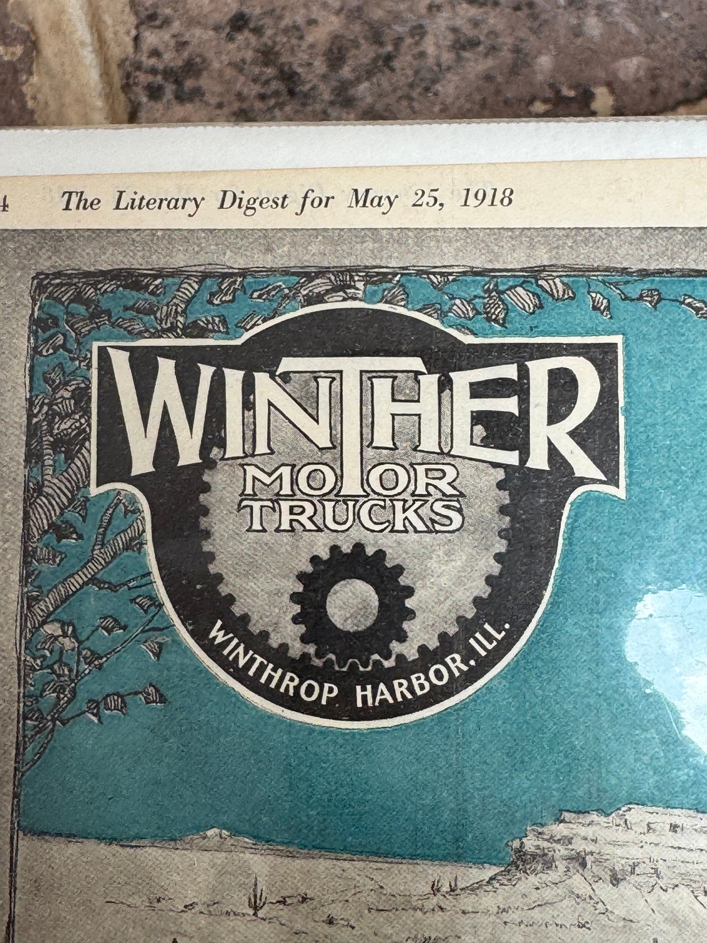 Vintage Winther Trucks Sign Rare 1918 Centerfold