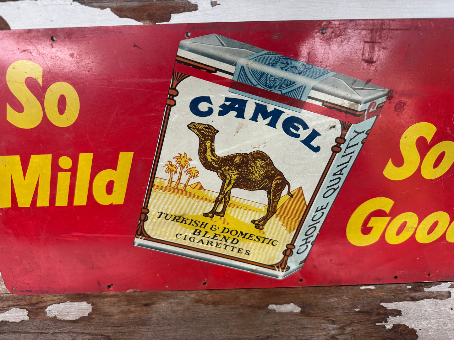 Vintage Camel Sign Tin So Mild So Good