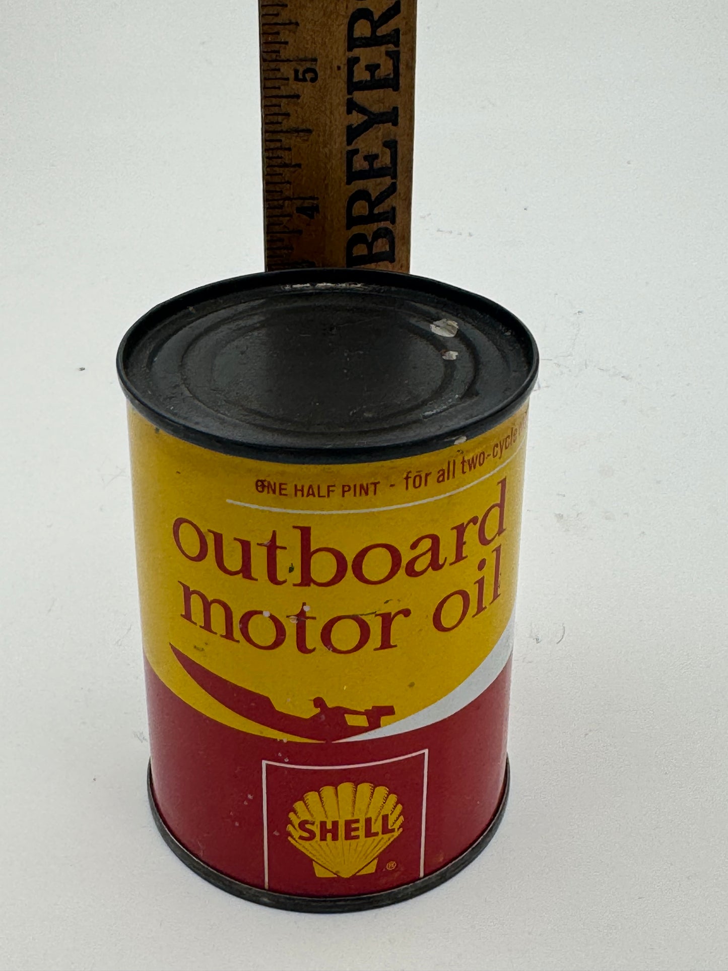 Vintage Shell Oil Can Outboard 8 Ounce Full