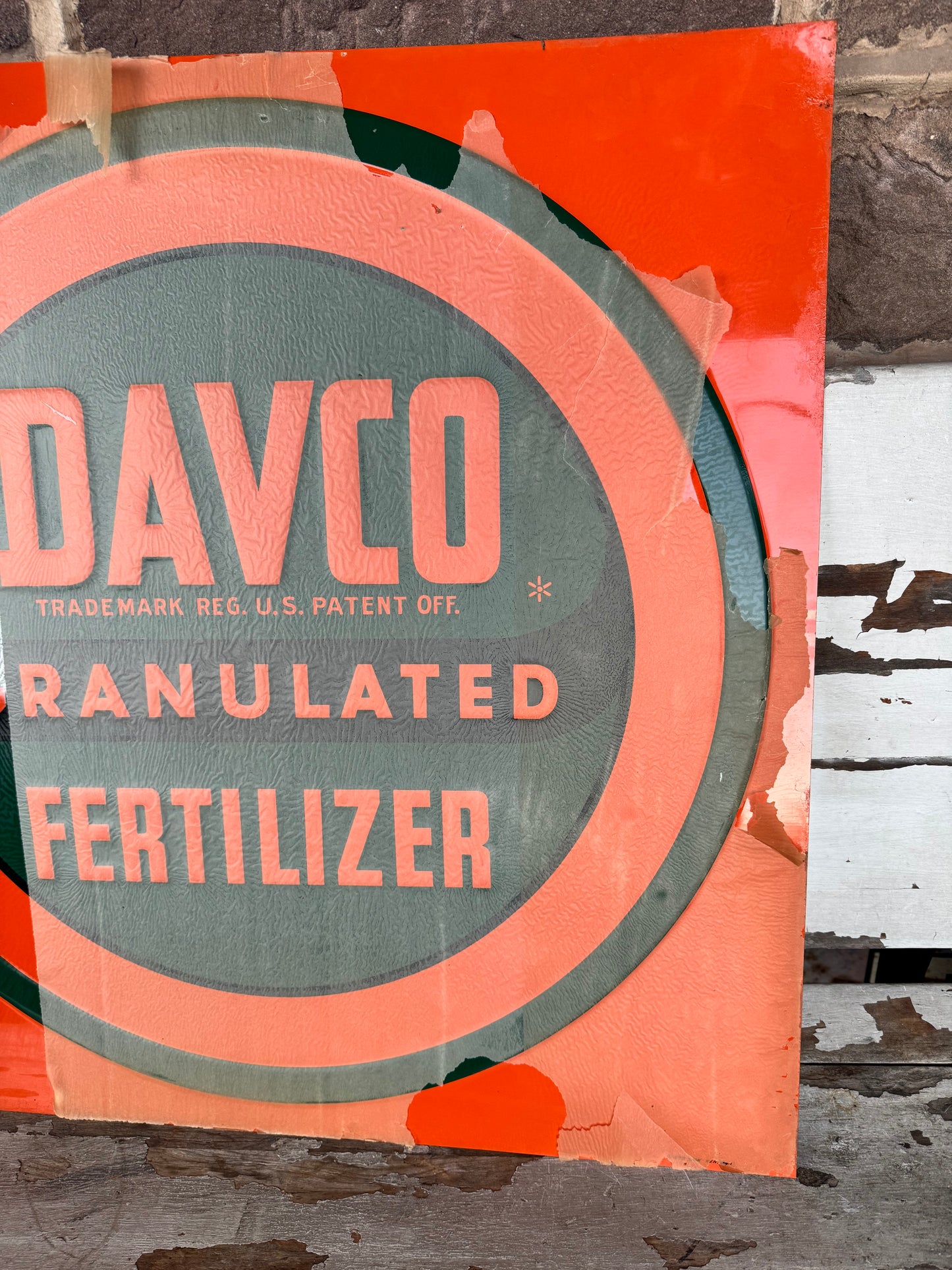 Vintage Sign Davco Fertilizer NOS 26” x 26”