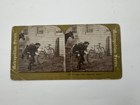Vintage Advertising Photo Only Ride Chainless Bikes Stereoview