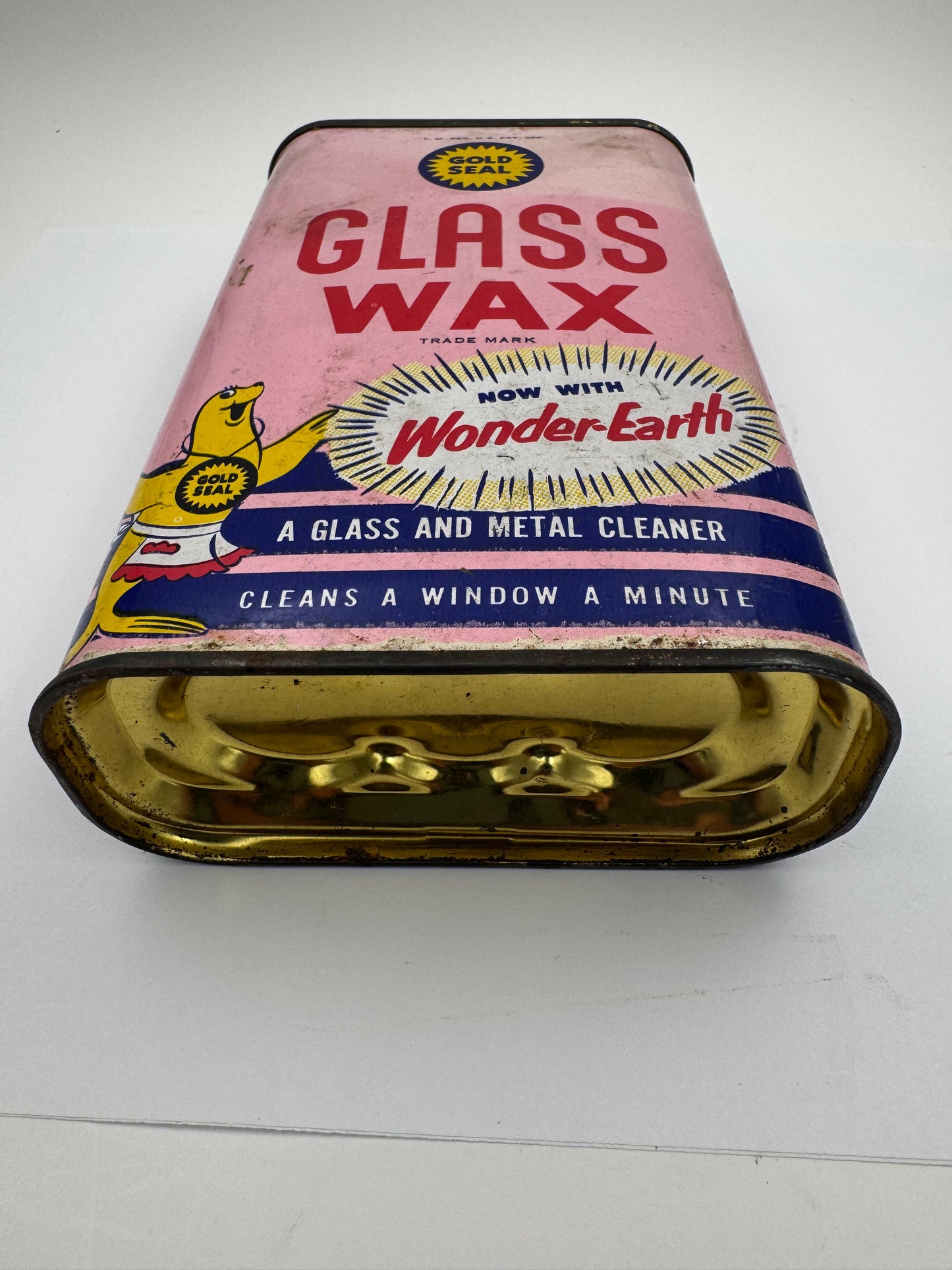 Vintage Car Wax Can Gold Seal Full