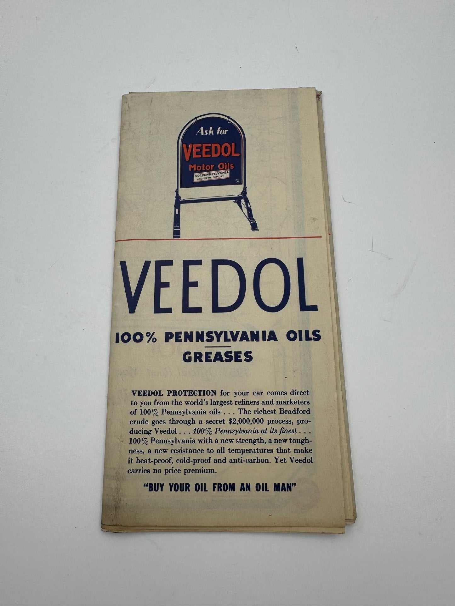 Vintage Roadmap 1933 PA NJ Tydol Veedol