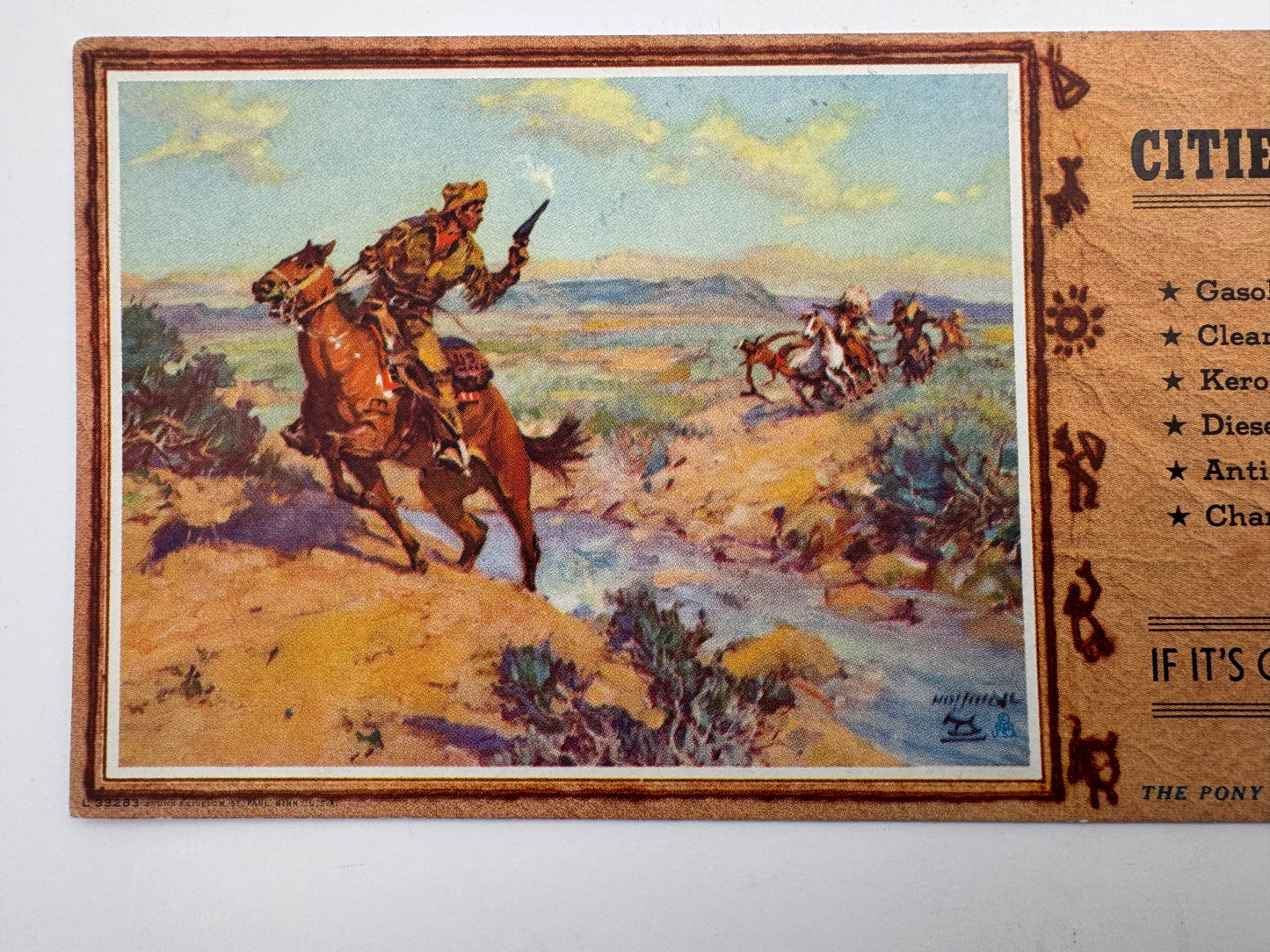 Vintage Ink Blotter Cities Service Pony Express