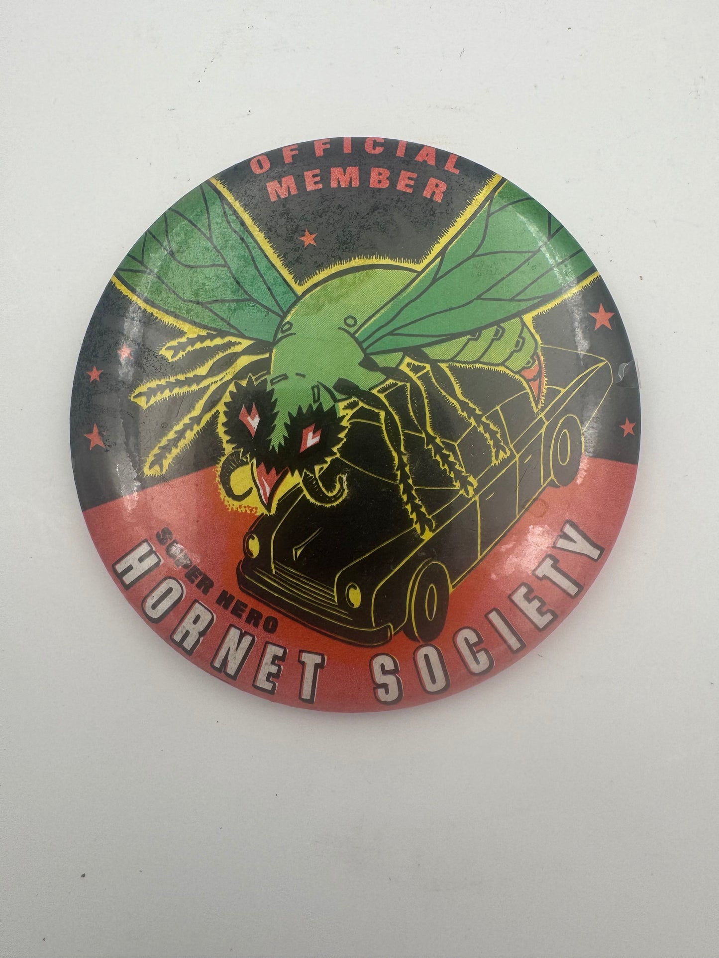 Vintage Green Hornet Button 1960s Action TV Show.