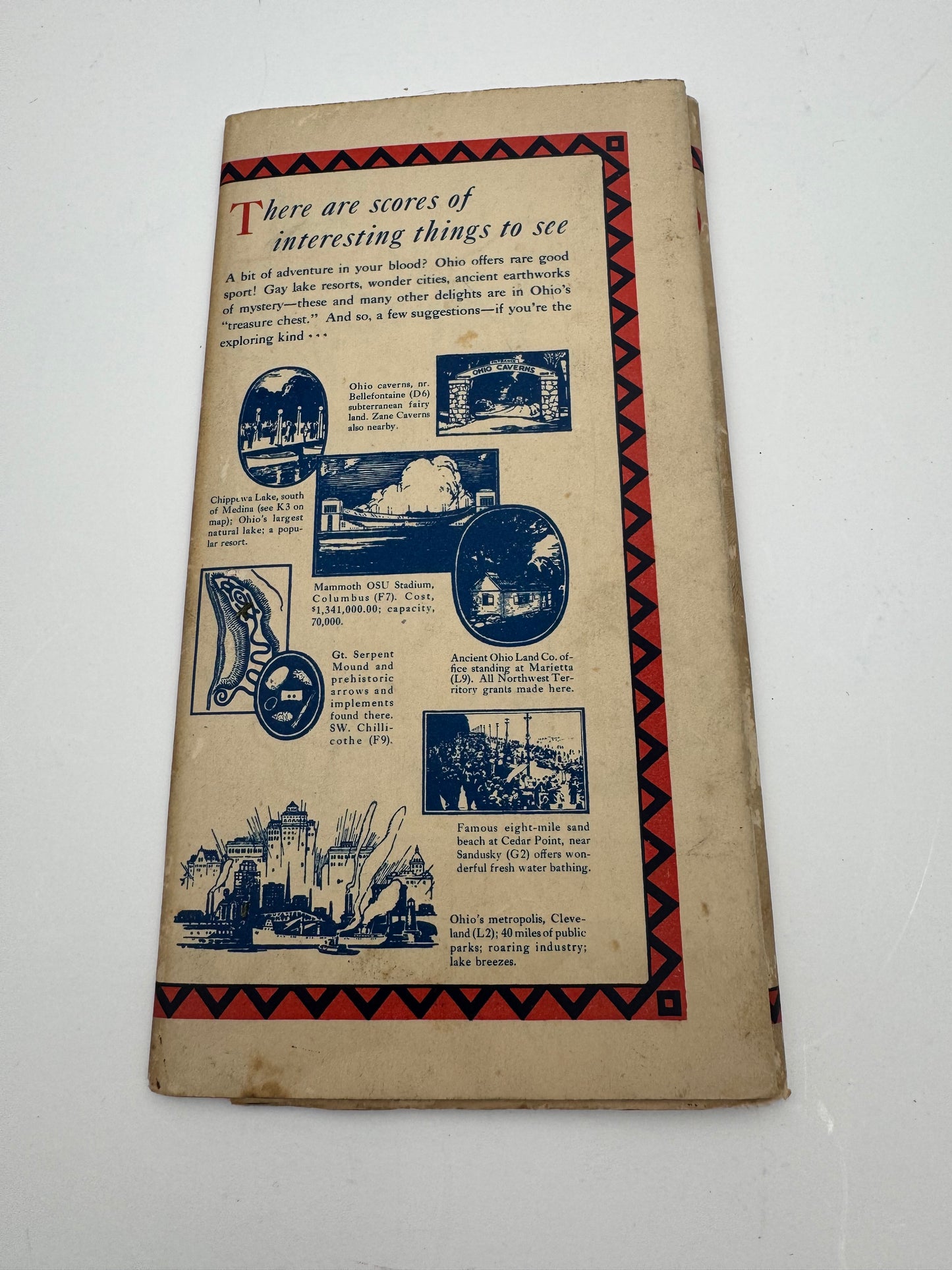 Vintage Road Map 1927 Ohio Standard Oil