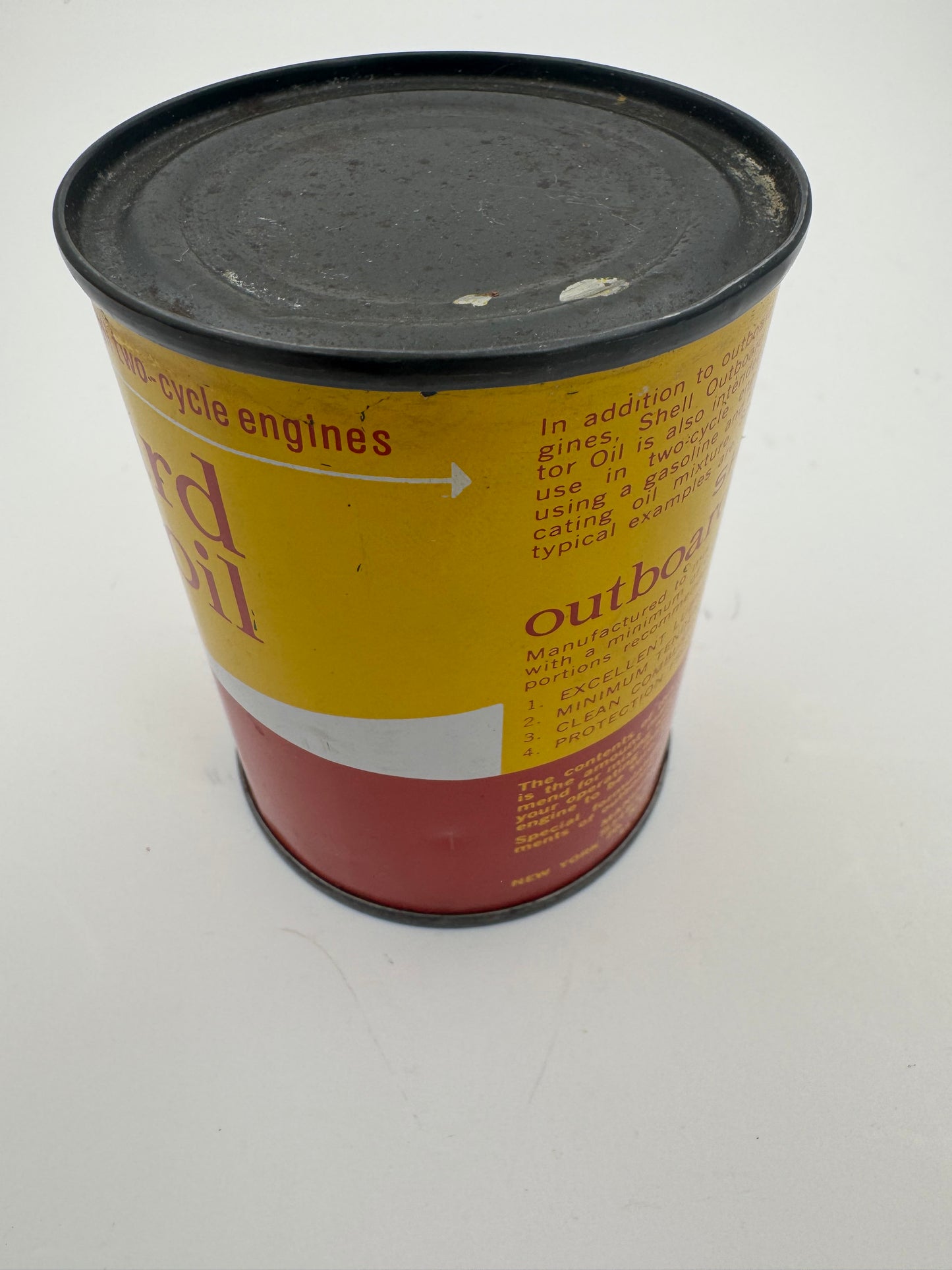 Vintage Shell Oil Can Outboard 8 Ounce Full