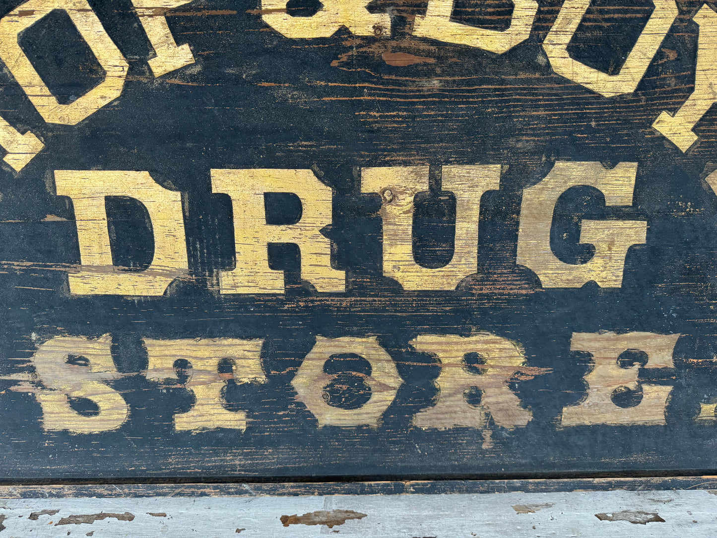 Vintage Drug Store Sign 1860 - 1880 Smaltz & Gilt Gold Paint