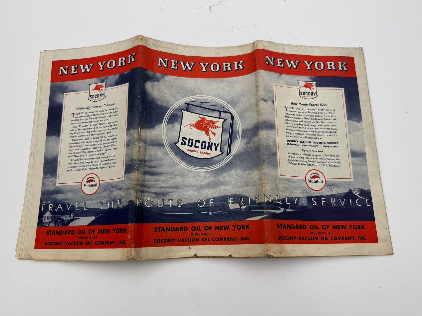 Vintage Roadmap Socony New York 1937