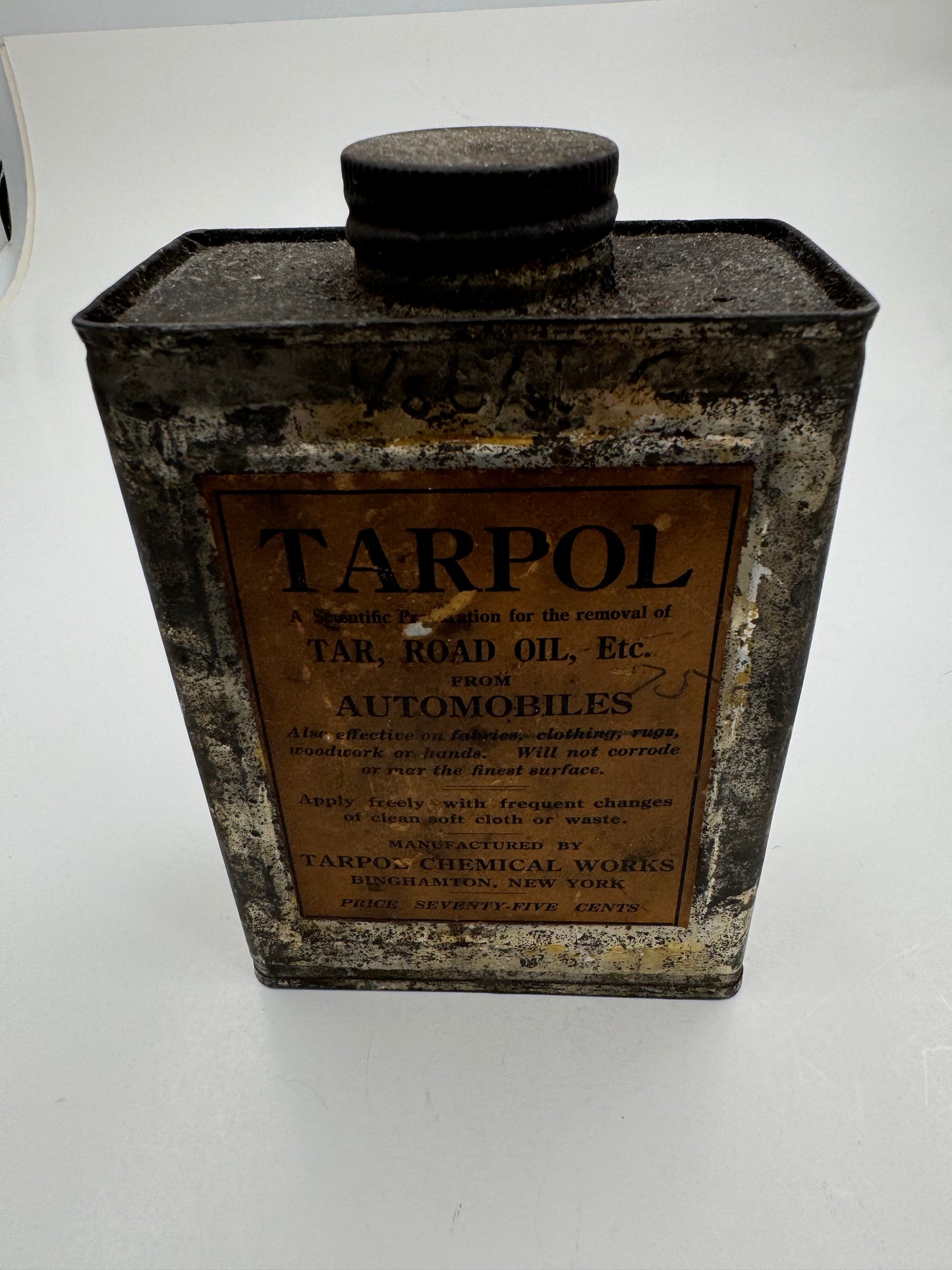 Vintage Tarpol Can Paper Label Grease Tar Remover