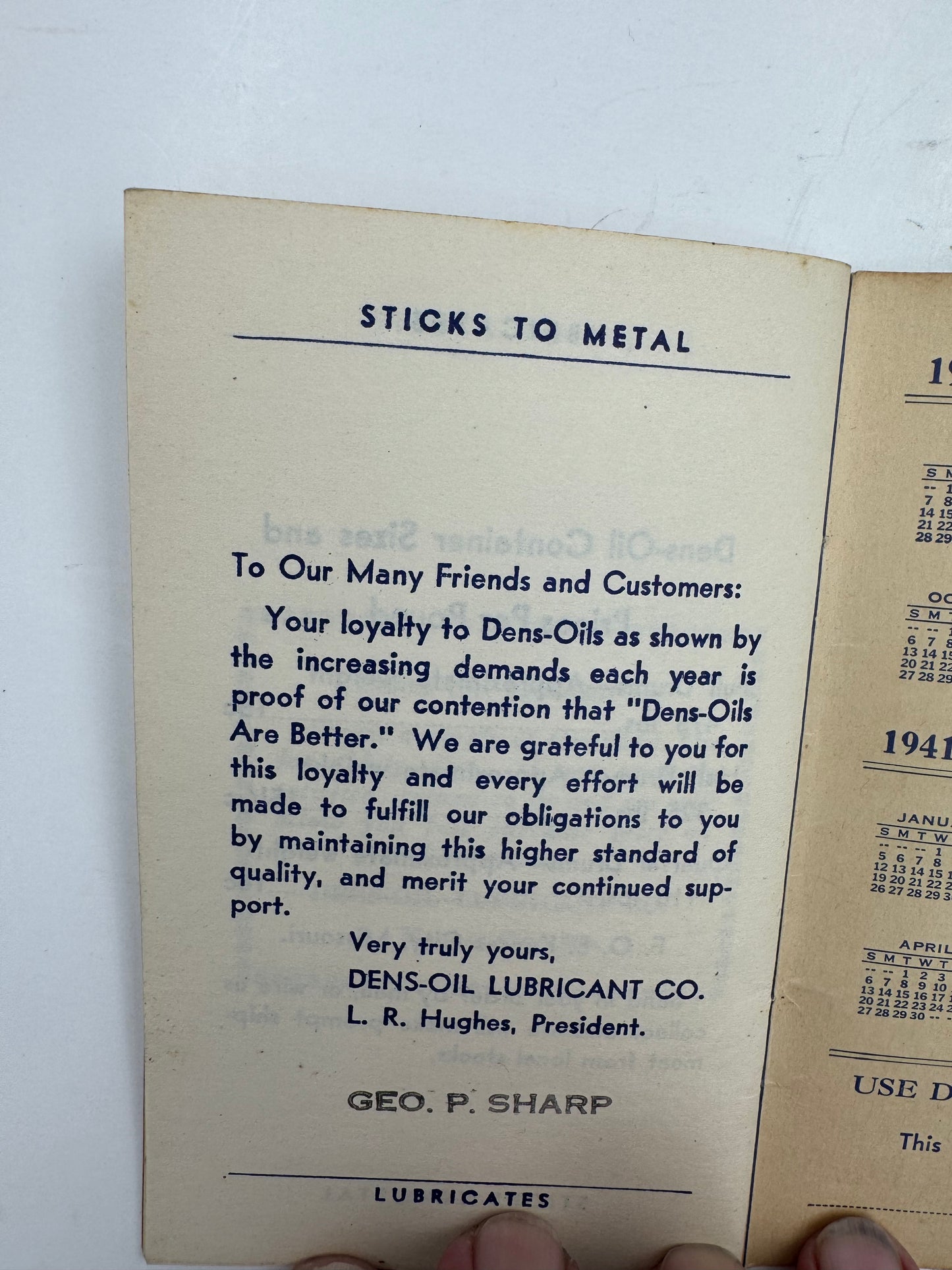 Vintage Dens Oil Lubricant Guide NOS Kansas City MO