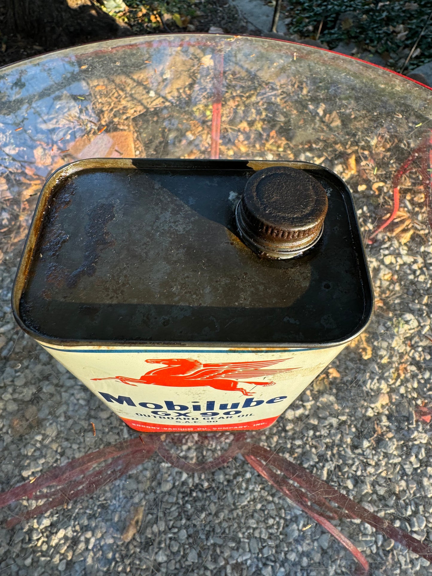 Vintage Mobiloil Can GX 90 Outboard Full