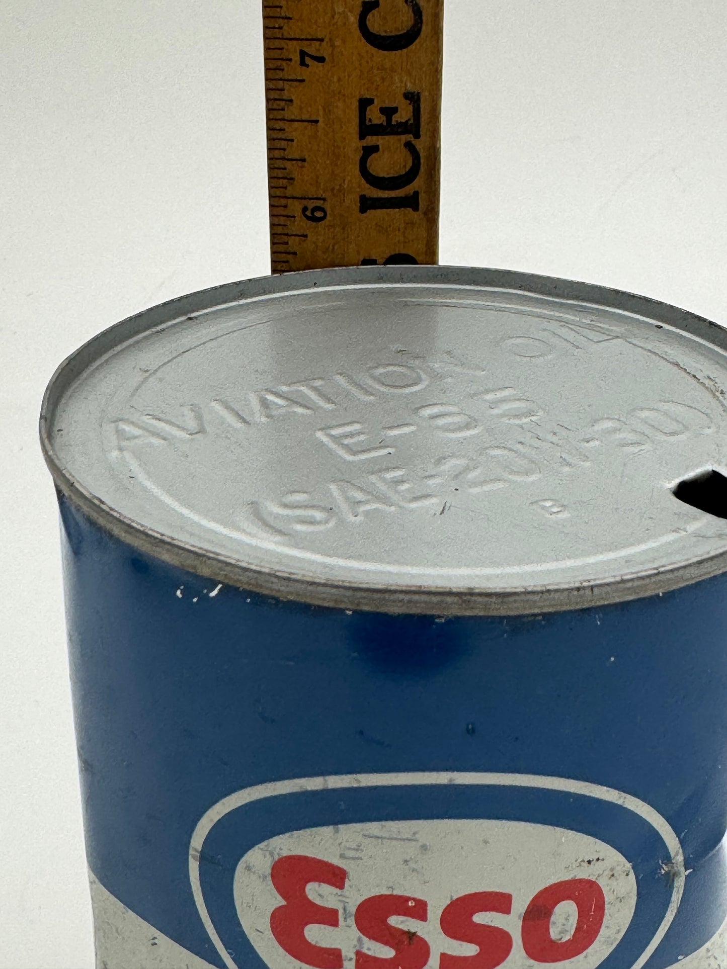 Vintage Esso Aviation Oil Can E Dented