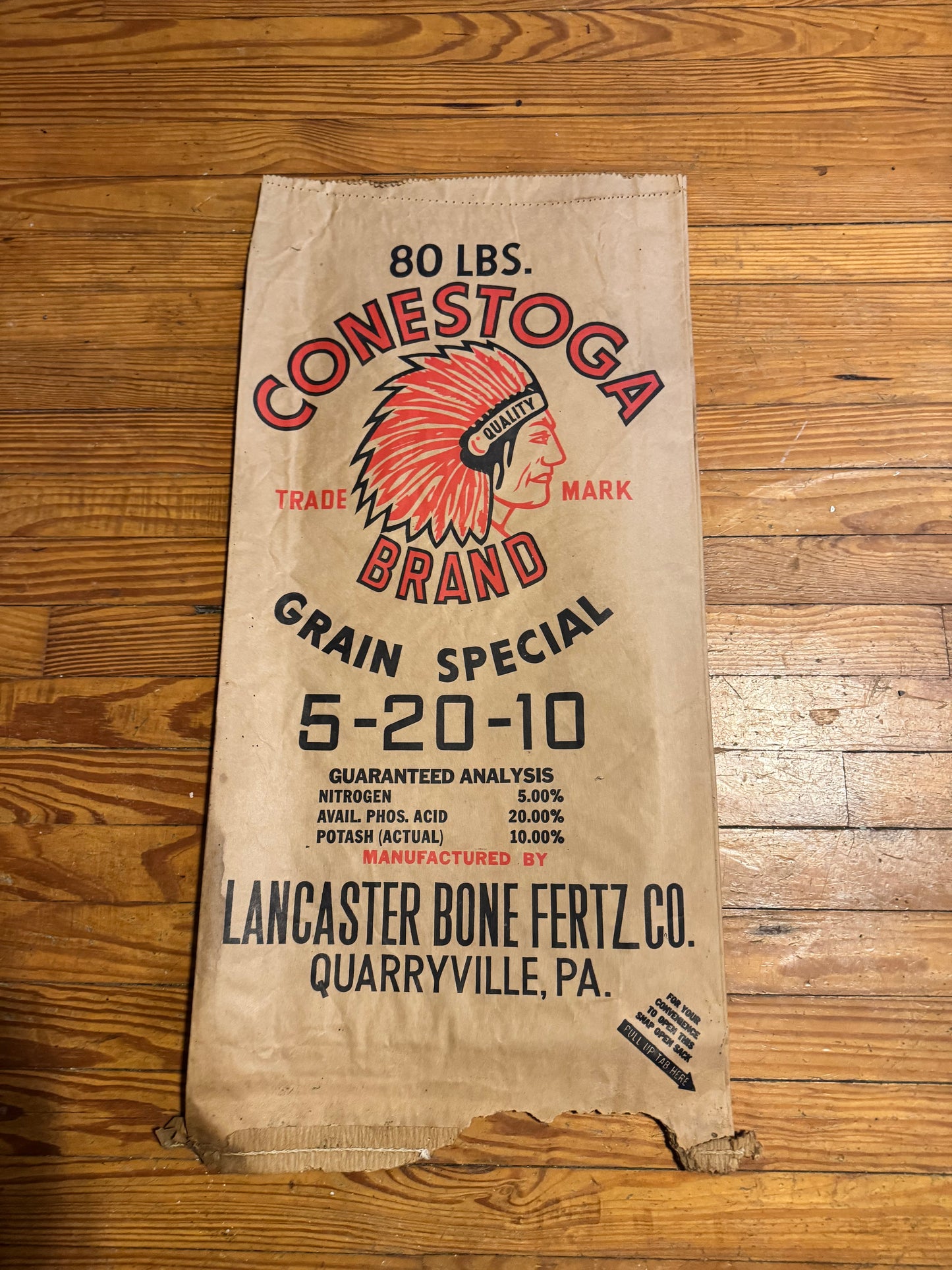 Vintage Feed Sack Paper Conestoga Brand Native American Logo