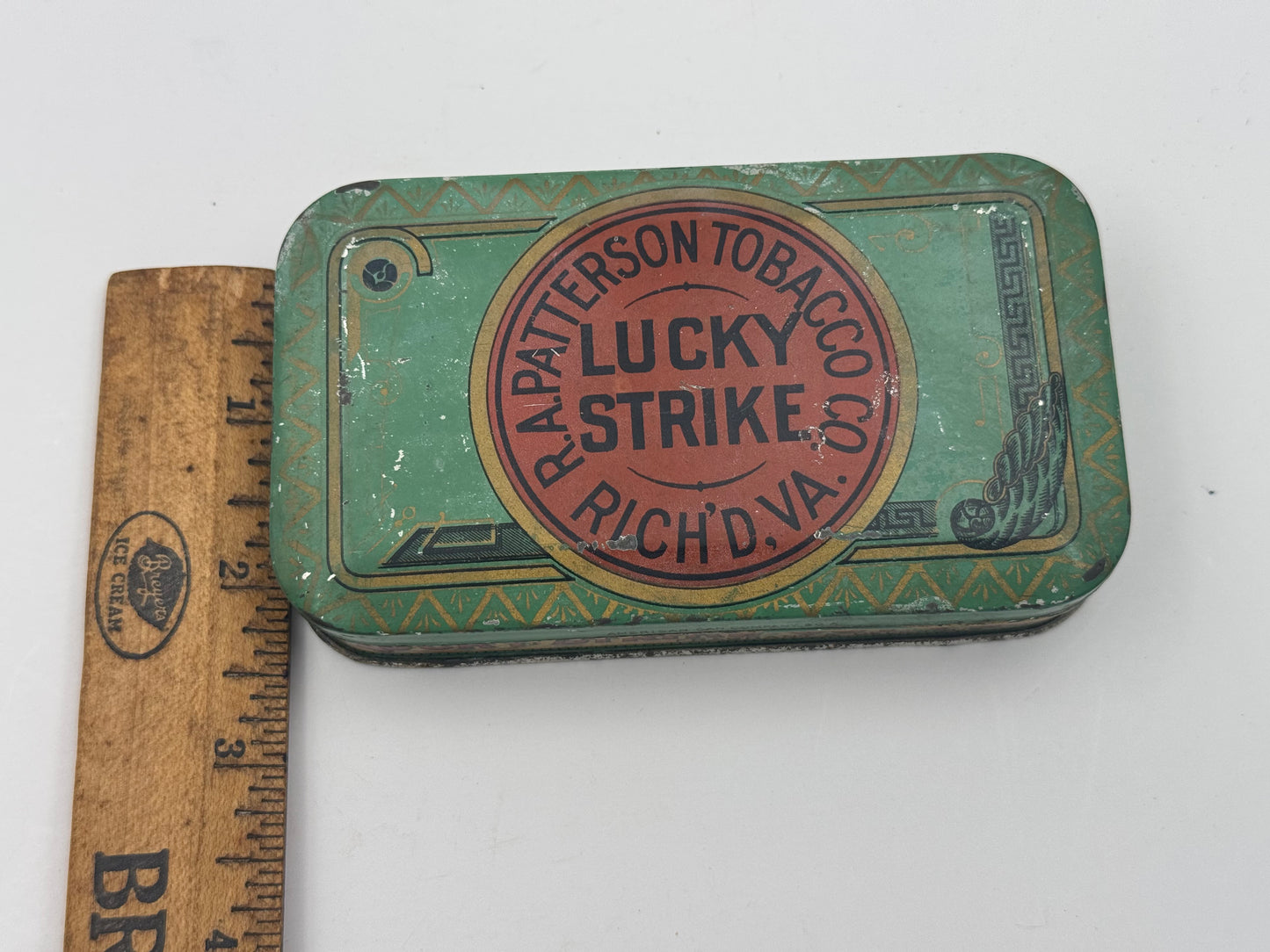 Vintage Lucky Strike Tin Early Tobacco Ad