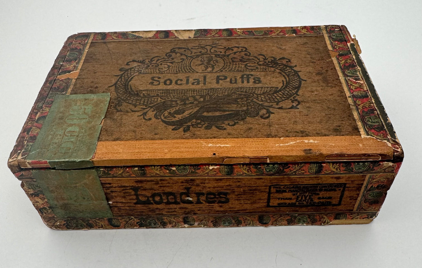 Vintage Cigar Box Social Puffs 5 Cent