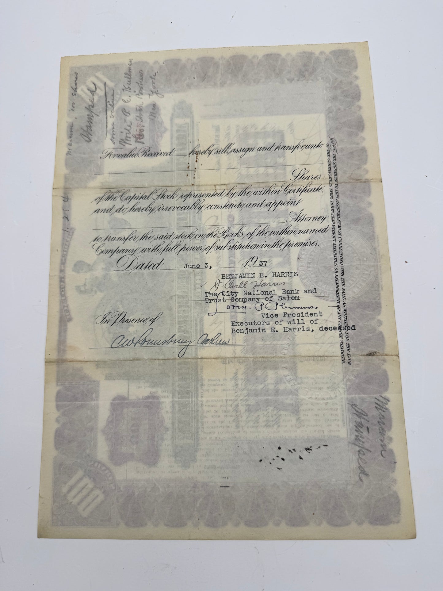 Vintage Stock Certificate Marconi Wireless 100 Shares