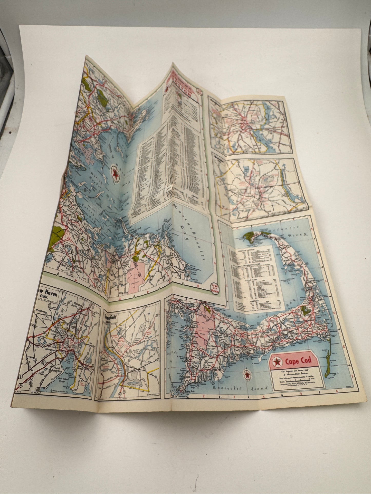 Vintage Texaco Roadmap MA CT RI 1950s NOS