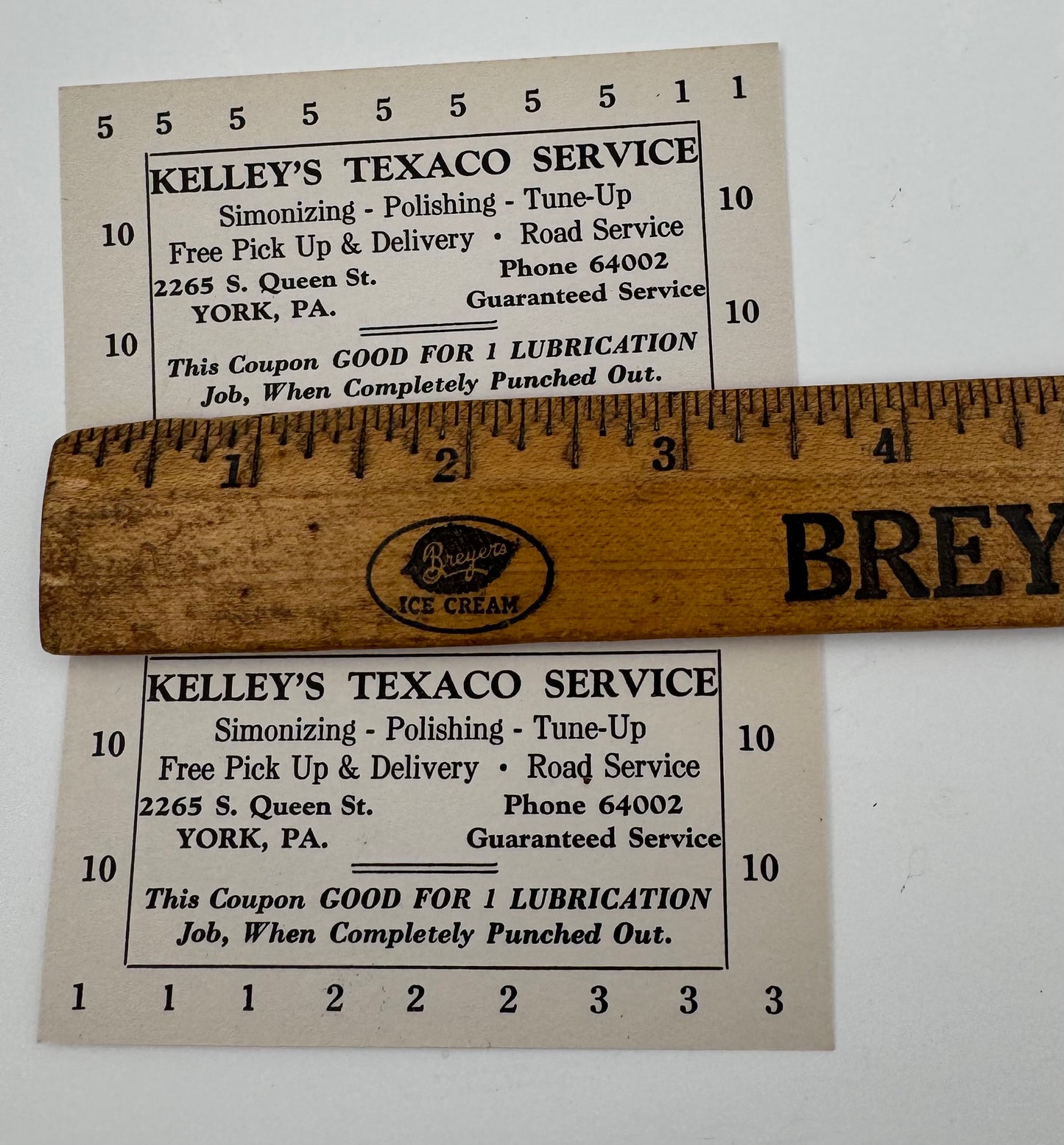Vintage Texaco Service Coupons (2) Kelleys York PA NOS
