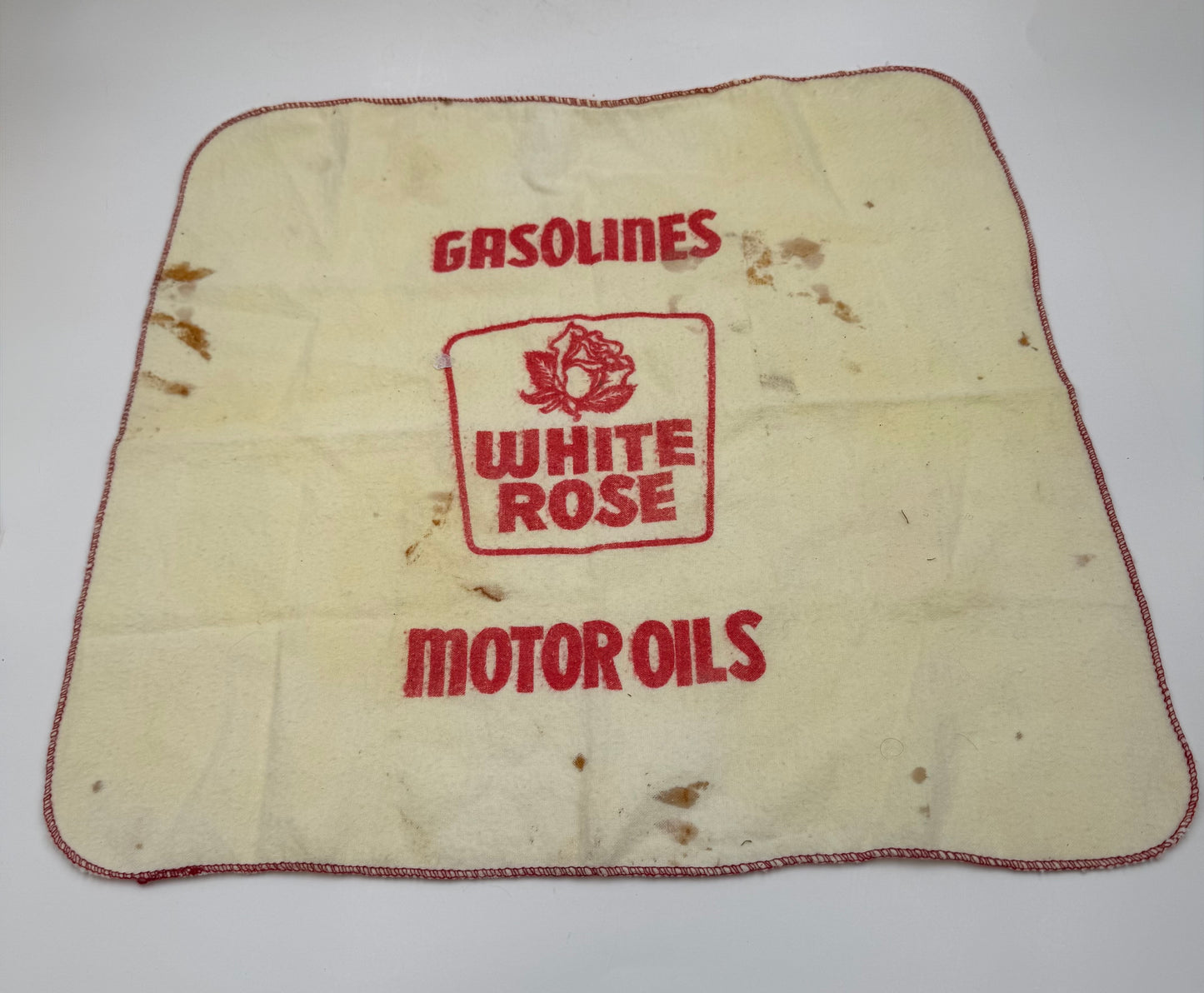 Vintage White Rose Gas Attendants Cloth