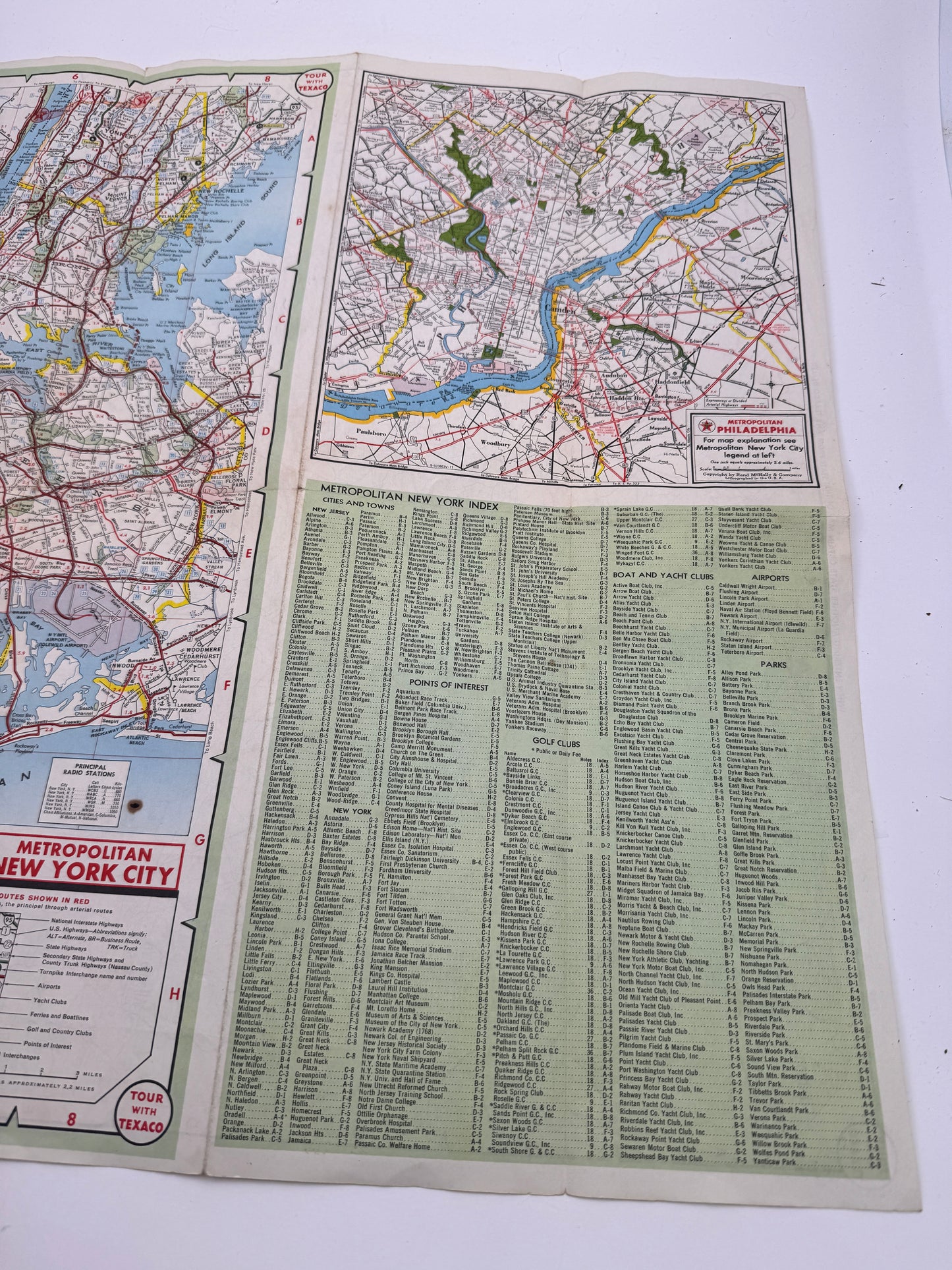 Vintage Texaco Road Map New Jersey & Metro NYC 1959