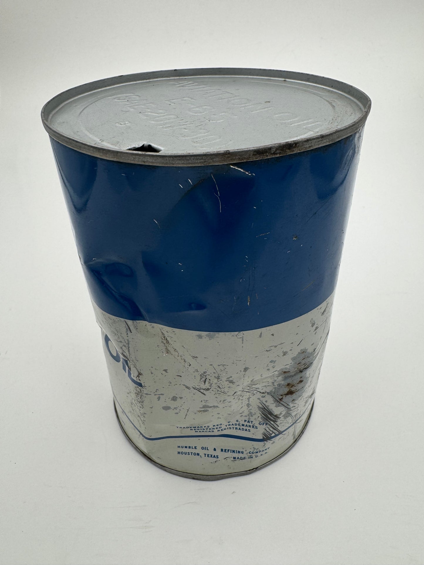 Vintage Esso Aviation Oil Can E Dented