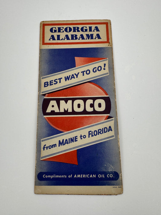 Vintage Road Map Amoco 1945 Georgia, Alabama￼