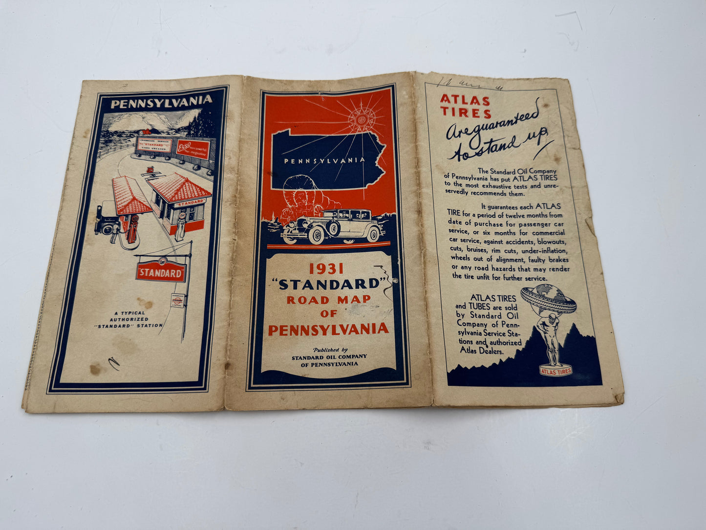 Vintage Standard Oil Road Map Pennsylvania 1931