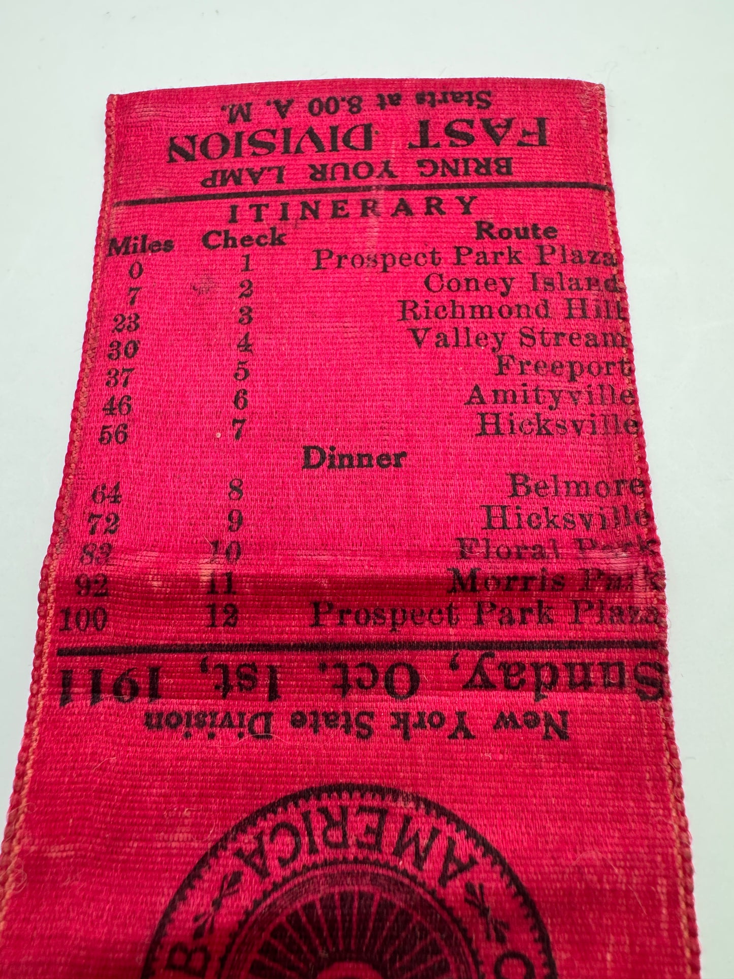 Vintage Bicycle Race Ribbon and Bike Number 1911 RARE SURVIVOR