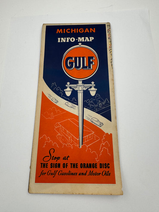 Vintage Road Map Gulf Michigan 1930s