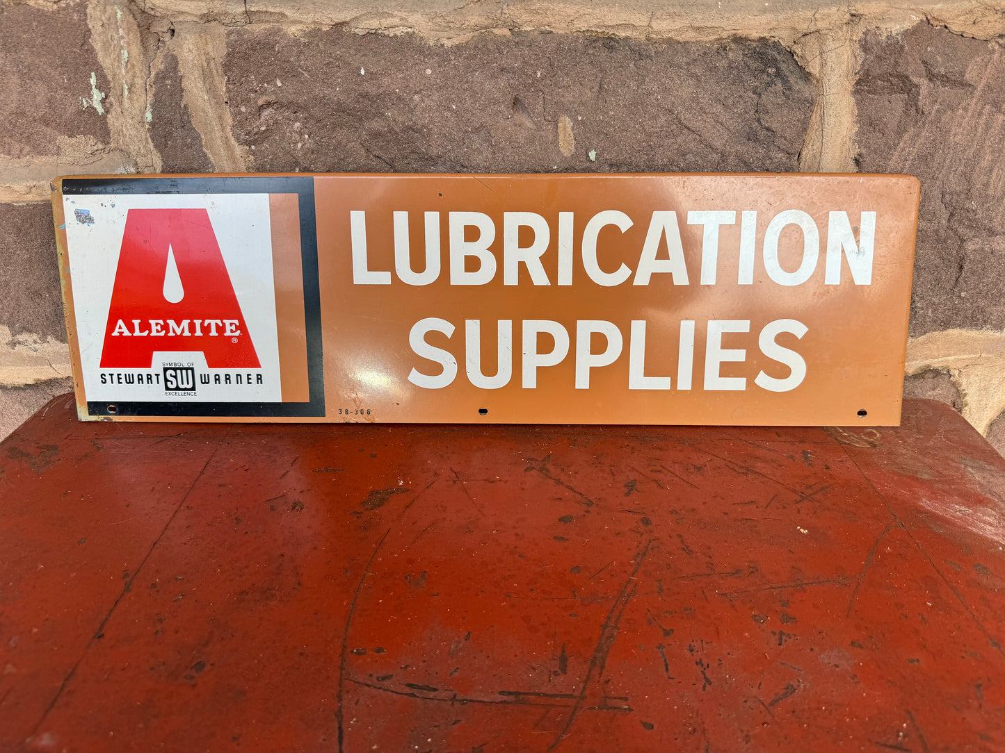 Vintage Sign Alemite Lubrication Supplies Rack Topper