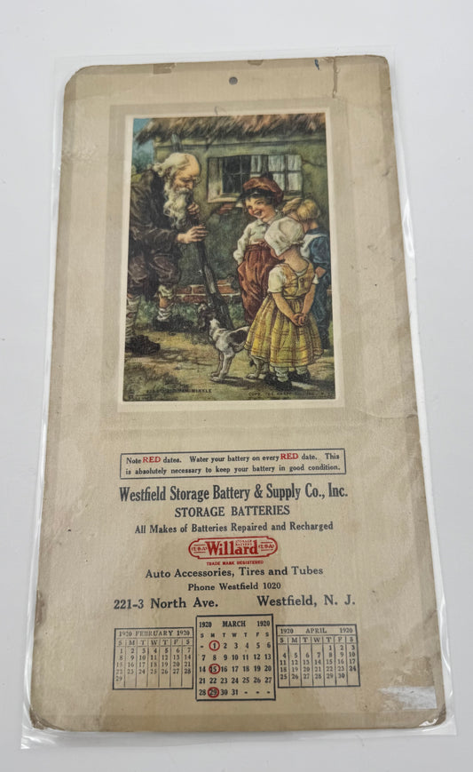 Vintage Willard Battery Calendar Page March 1920 Laminated