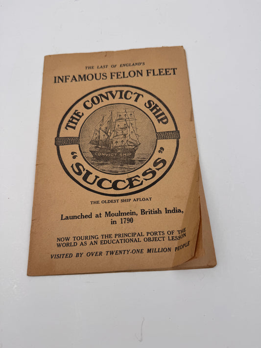 Vintage Convict Ship Tour Booklet 1925 Felon Transport History