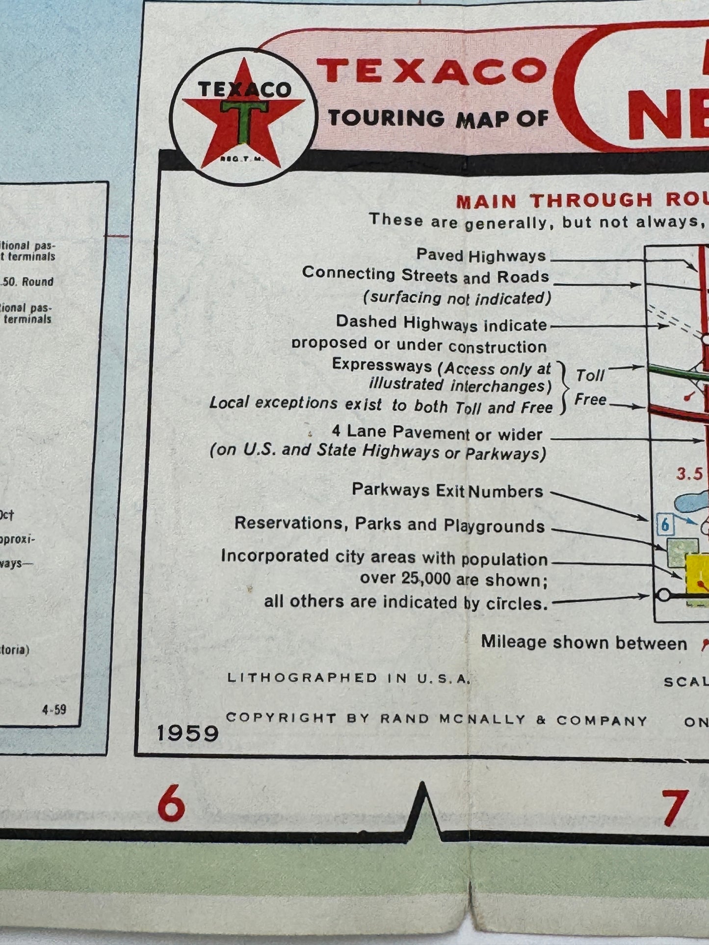 Vintage Texaco Road Map New Jersey & Metro NYC 1959