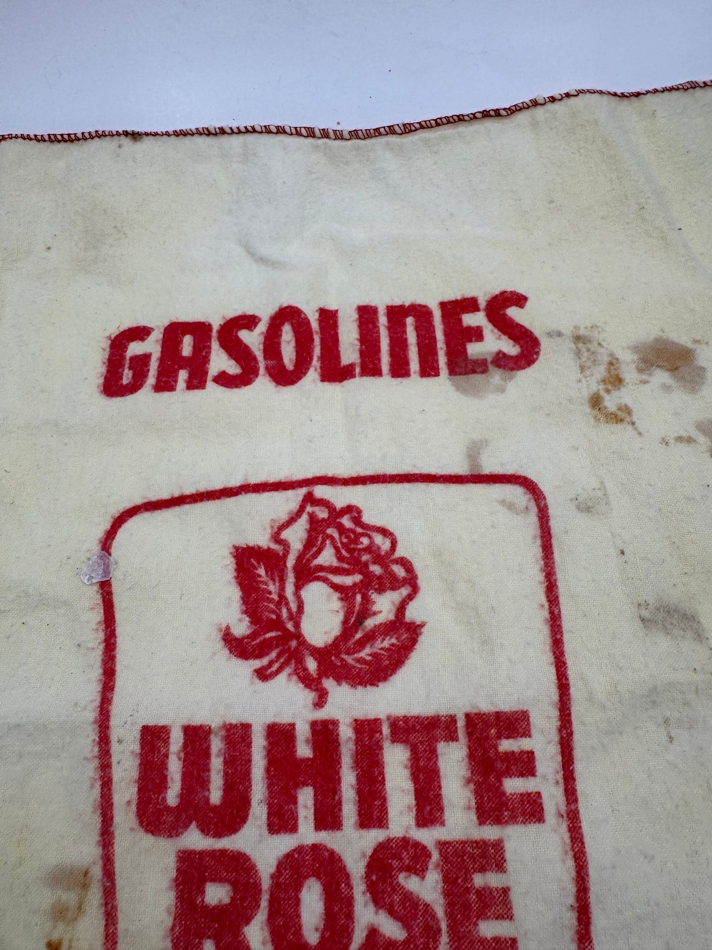 Vintage White Rose Gas Attendants Cloth