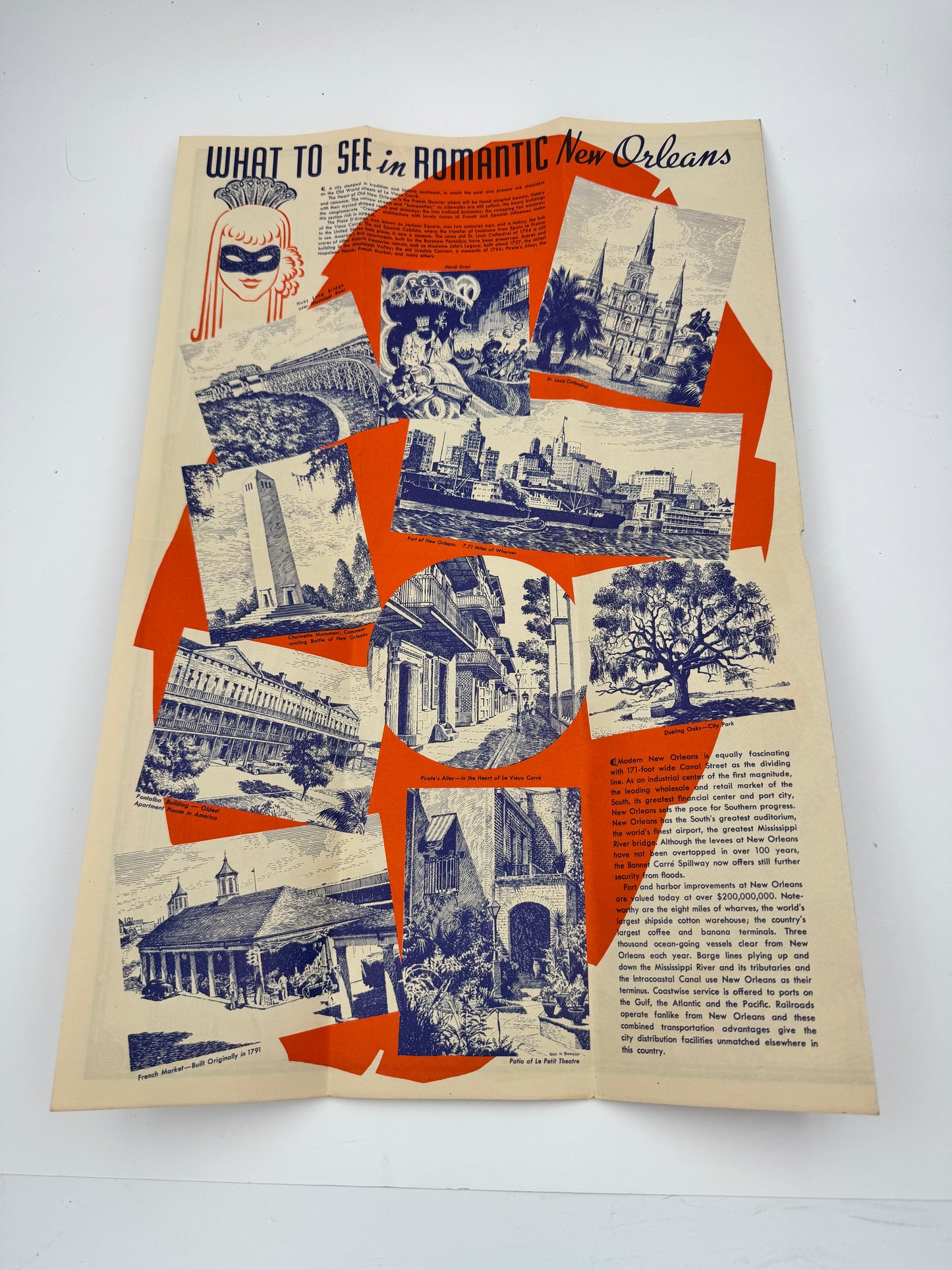 Vintage Gulf Oil Info Map New Orleans 1941