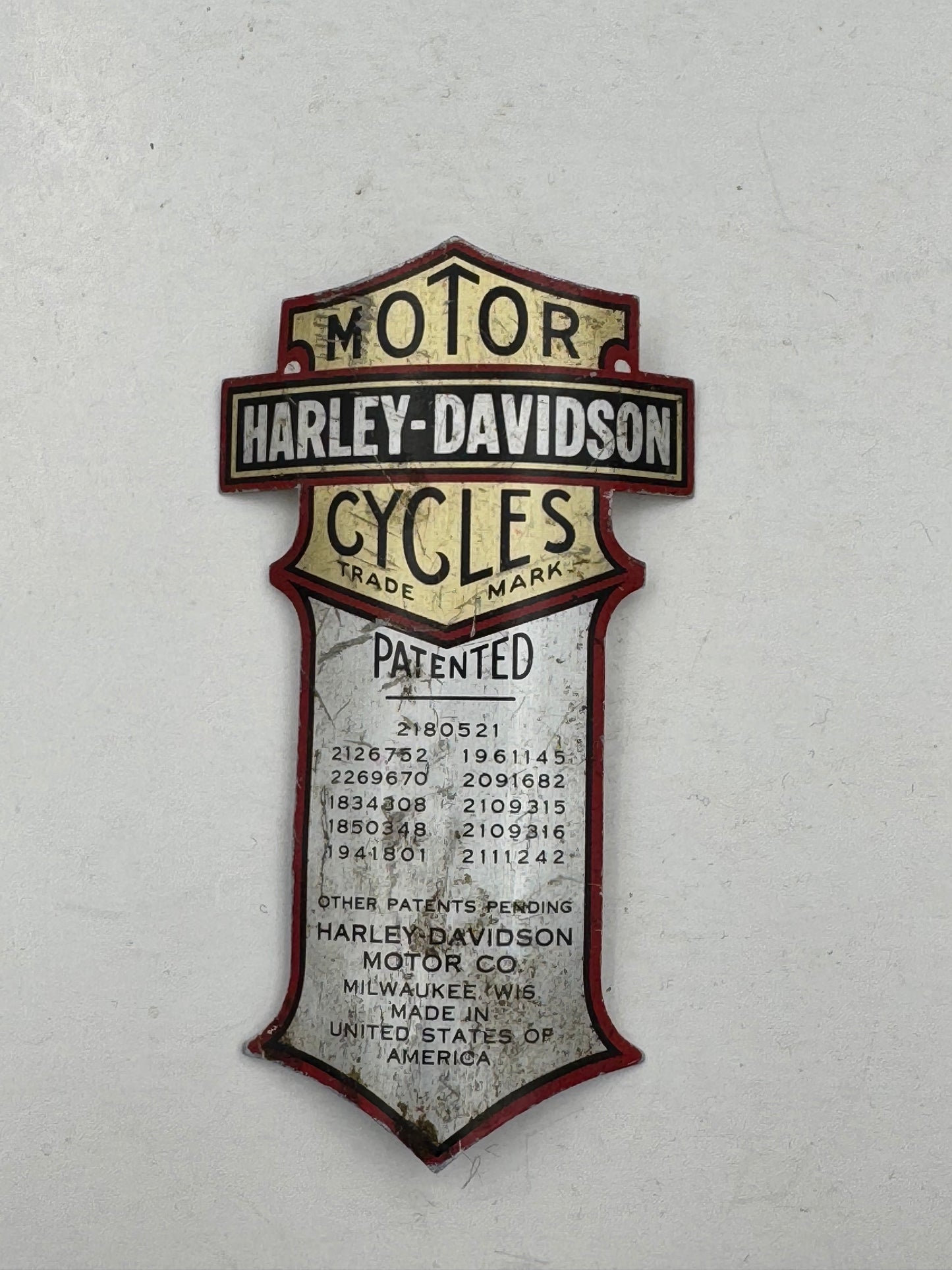 Vintage Harley Davidson Bicycle Head Badge