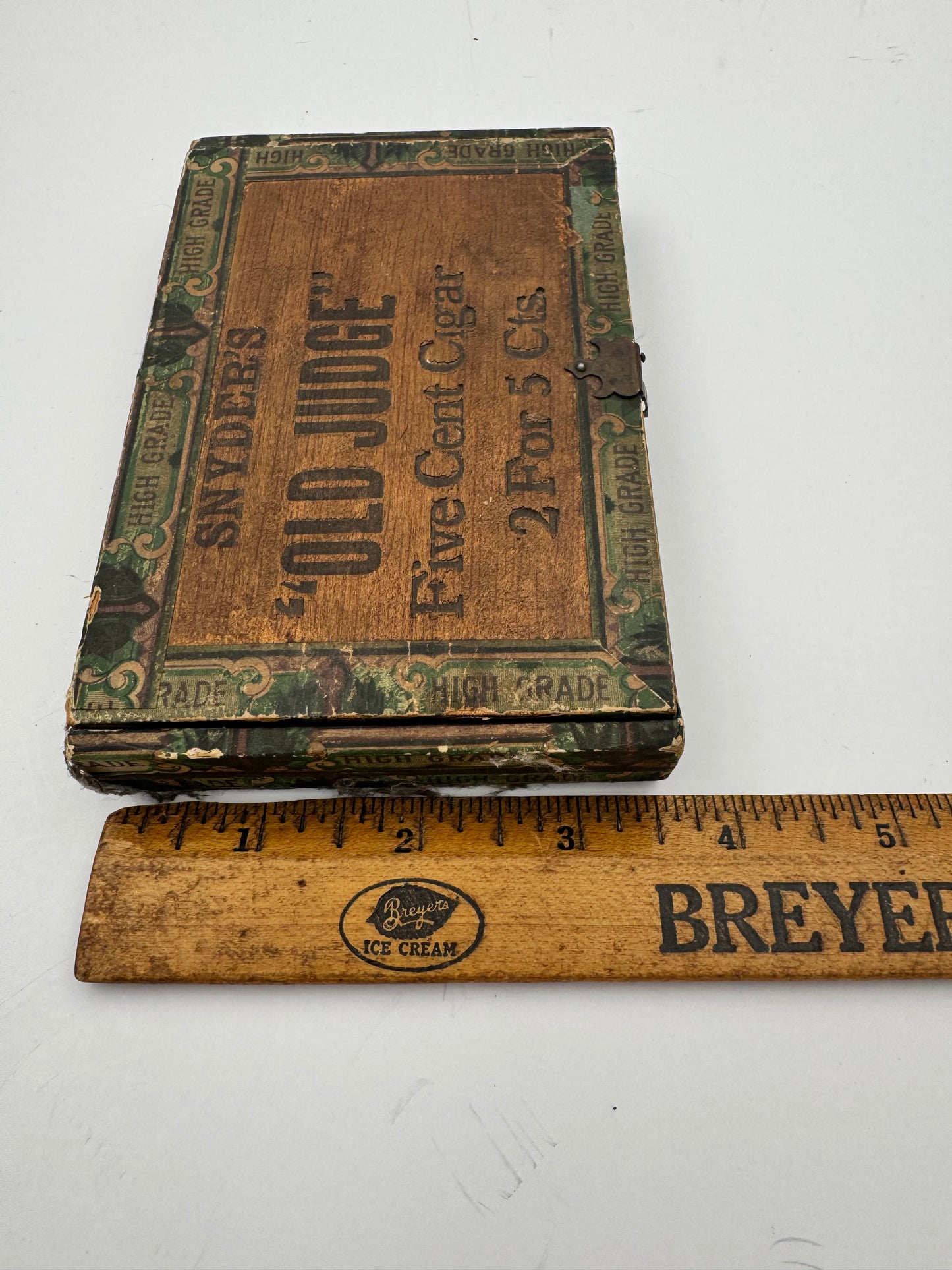 Vintage Cigar Box The Judge Wood 1900s Broken Lid
