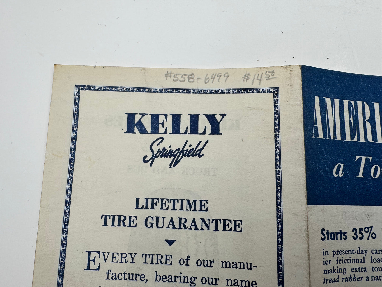 Vintage Kelly Springfield Tires Price List 1937