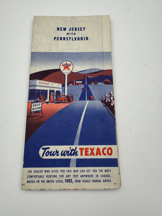 Vintage Road Map Texaco New Jersey PA NOS