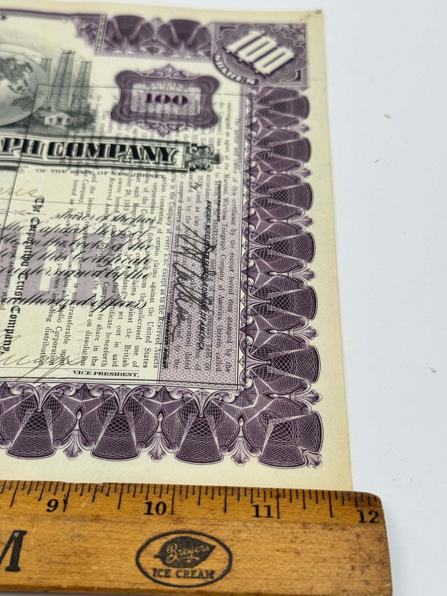 Vintage Stock Certificate Marconi Wireless 100 Shares