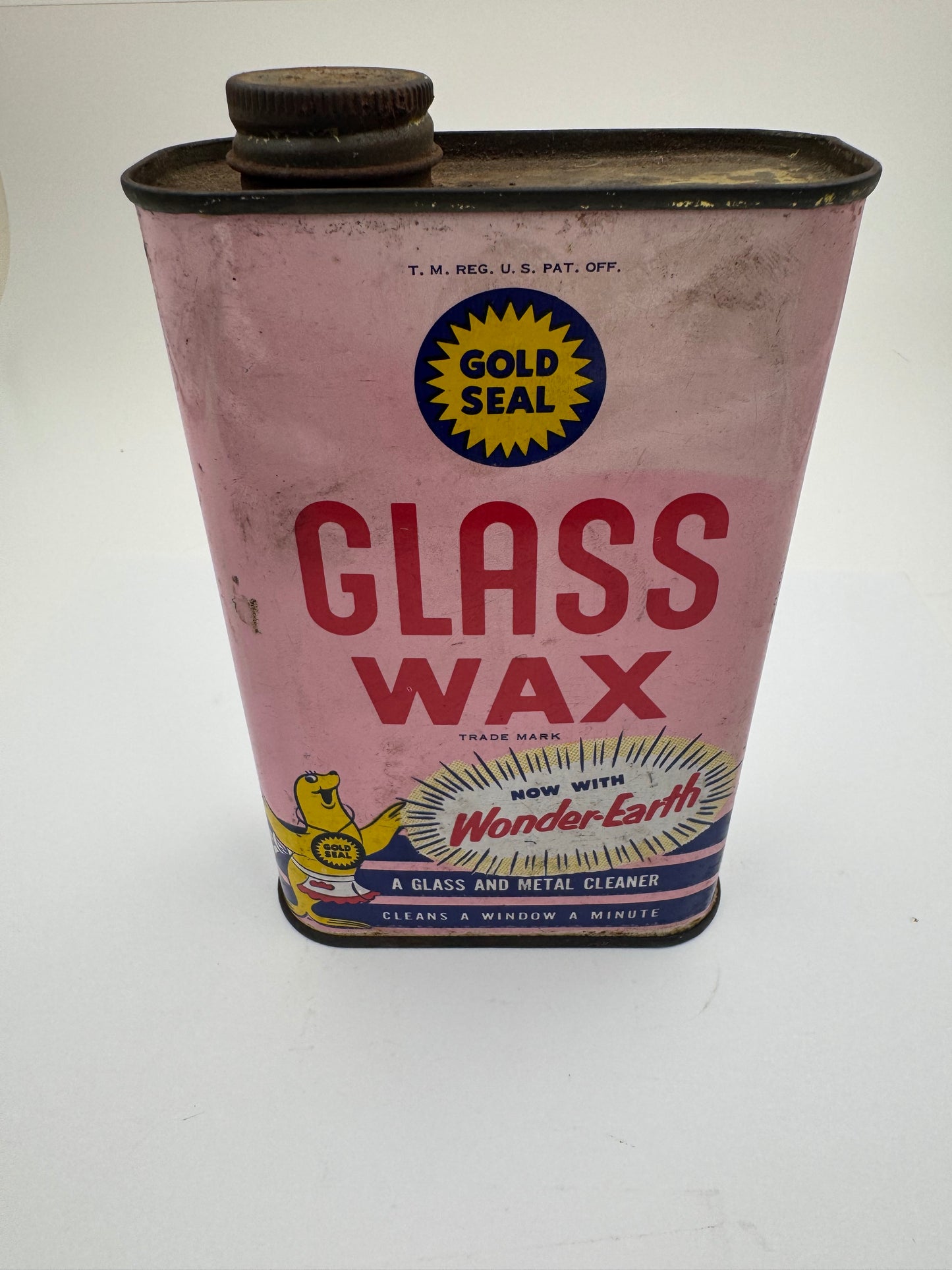 Vintage Car Wax Can Gold Seal Full