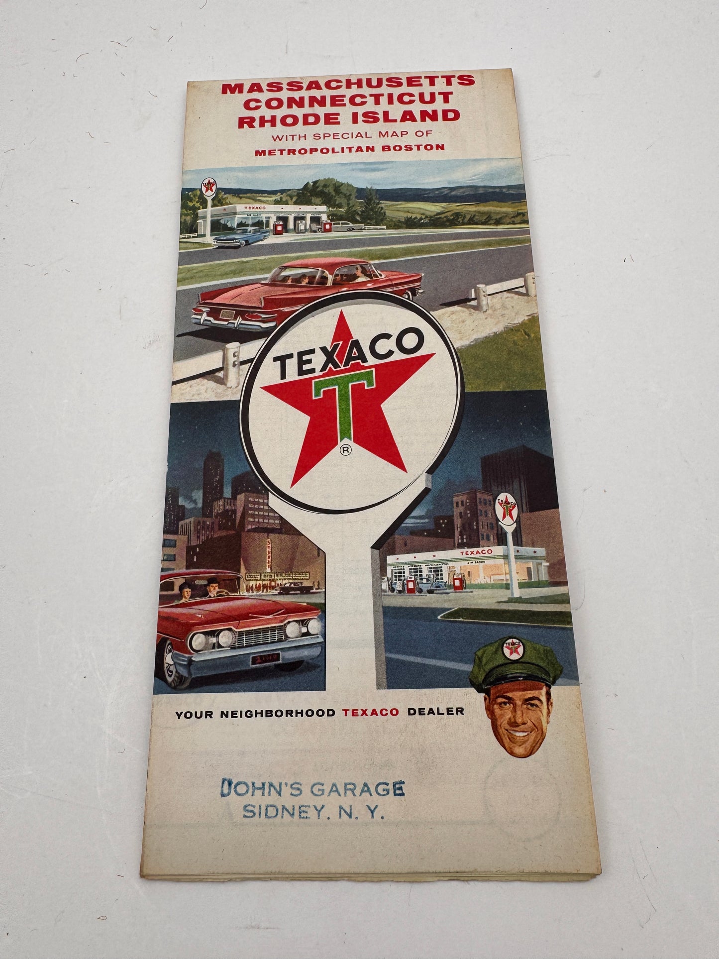 Vintage Texaco Roadmap MA CT RI 1950s NOS